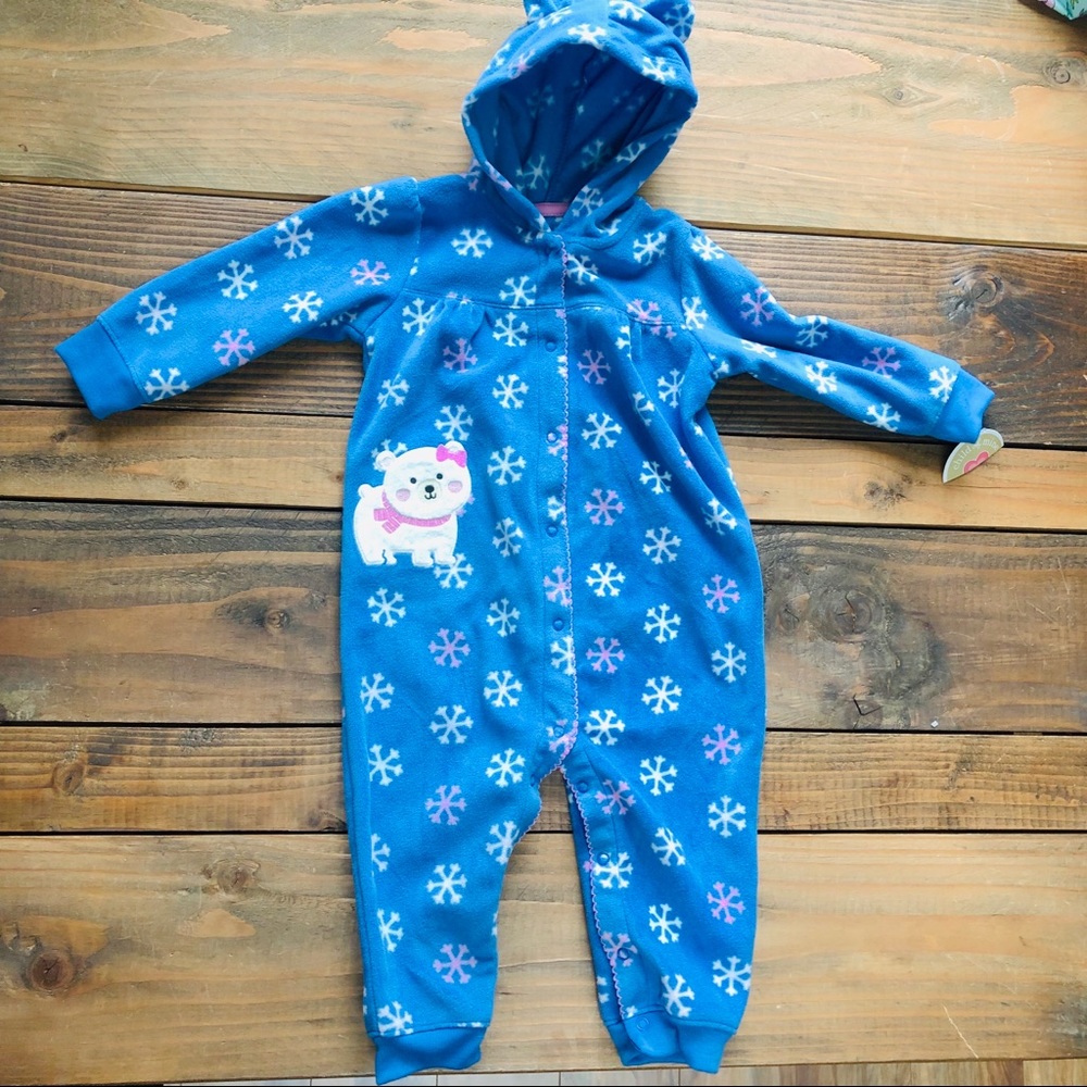 NWT Carter’s Fleece Onesie Pajama Bear Ears Hood